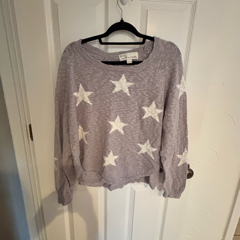 Gray Star Pattern Women's Sweater - image 3